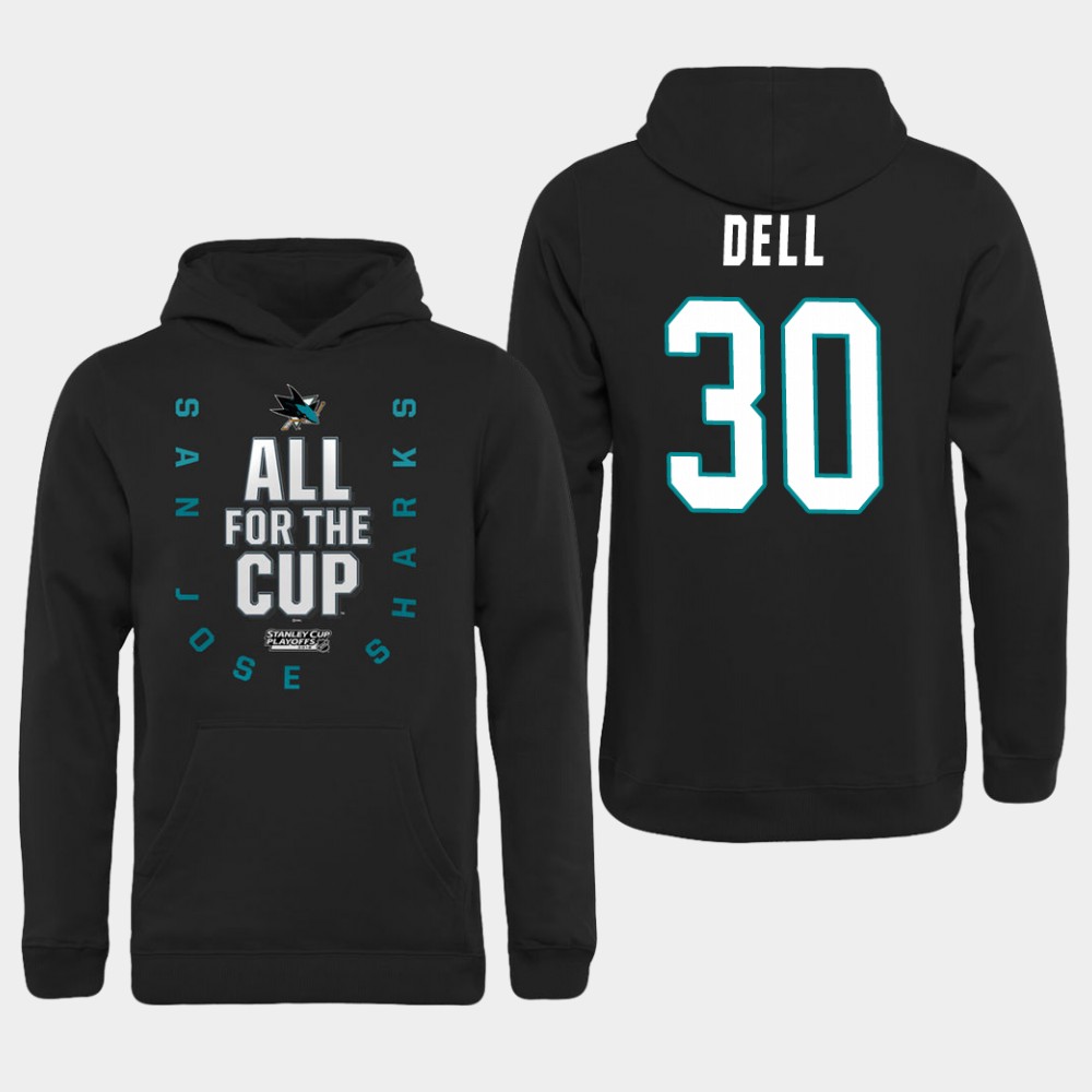 Men NHL Adidas San Jose Sharks #30 Bell black hoodie->san jose sharks->NHL Jersey